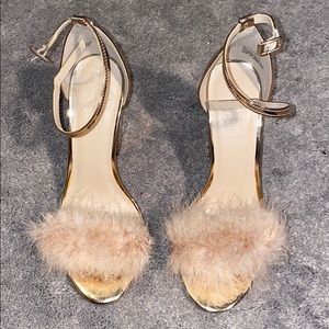 Rose Gold Fuzzy Heels